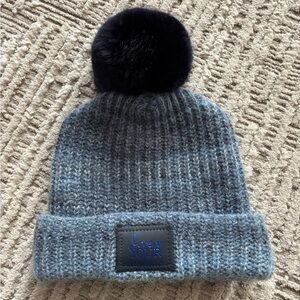 Gray Knit Beanie with Pom Pom